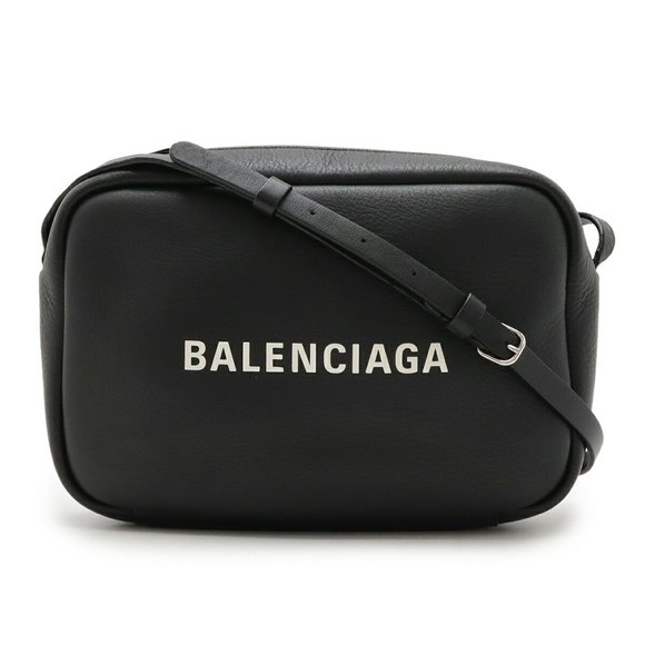 BALENCIAGA EVERYDAY Camera Bag S Shoulder Pochette Leather Black White 489812 - Picture 1 of 10